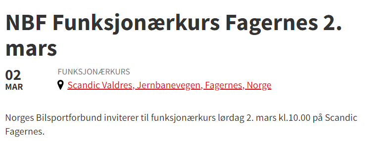 Funksjonærkurs - Vår 2024